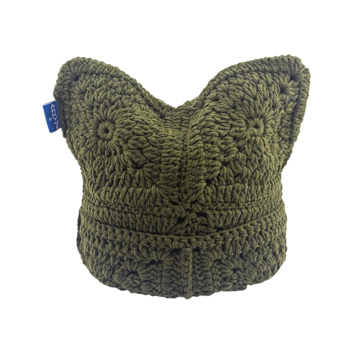 PINE GREEN CROCHET CAT HAT