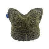 PINE GREEN CROCHET CAT HAT