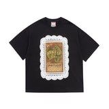 CROCHET WINE LABEL BLACK T-SHIRT