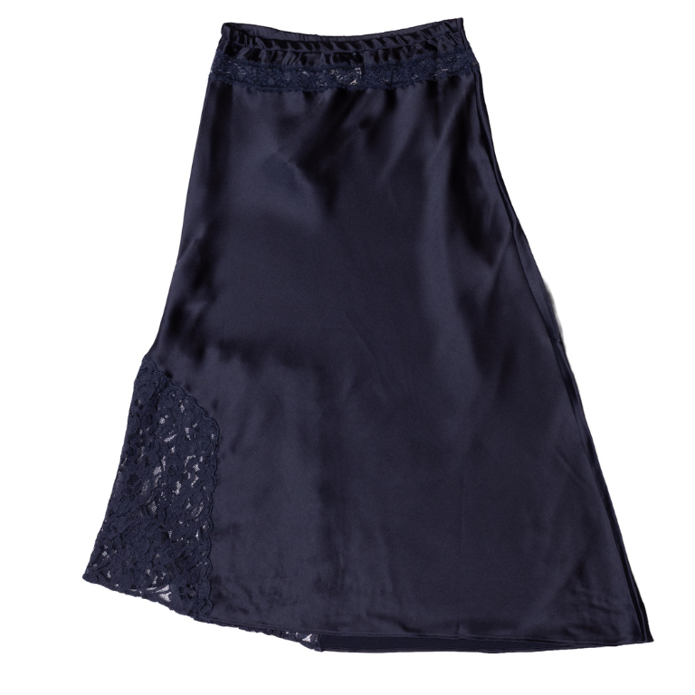 ELEA SATIN & LACE MIDI SKIRT
