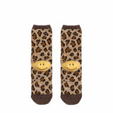 Kapital Socks BROWN / O/S 84 YARNS RAININBOWY HAPPY HEEL LEOPARD SOCKS