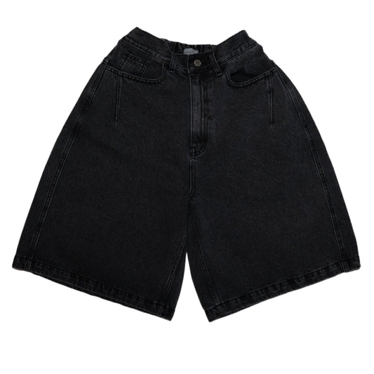 HALF-DART DENIM SHORTS