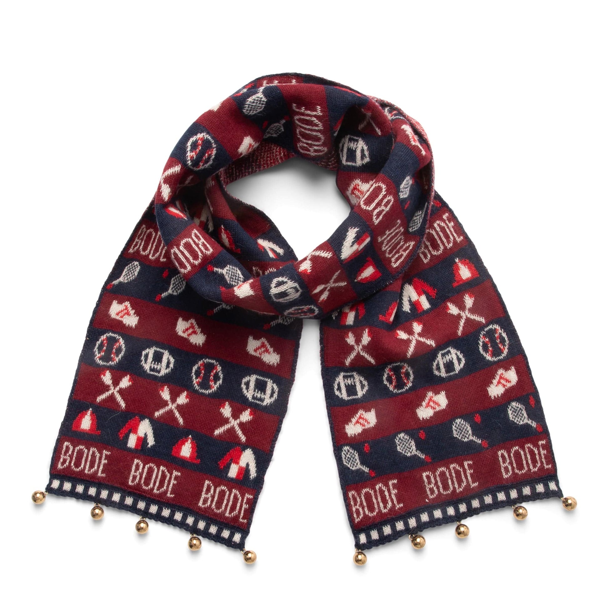 BODE Scarves & Gloves NAVY MAROON / O/S SPORTING JACQUARD SCARF