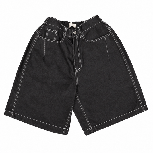 HALF-DART RAW DENIM SHORTS