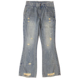 DOUBLE KNEE FLARED DENIM