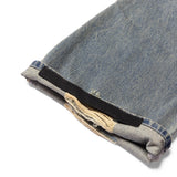 DOUBLE KNEE FLARED DENIM