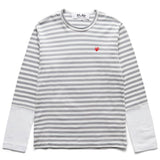 Comme des Garçons Play T-Shirts STRIPED WHITE SLEEVE T-SHIRT