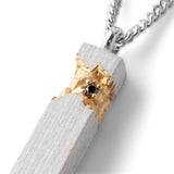 Tom Wood Jewelry 925 STERLING SILVER/14K GOLD / 20.5 IN. MINED CUBE PENDANT BLACK DIAMOND