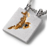 Tom Wood Jewelry 925 STERLING SILVER/14K GOLD / 20.5 IN. MINED PENDANT BLACK DIAMOND
